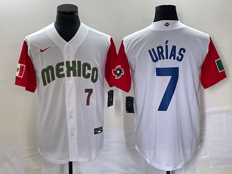 Men 2023 World Cub Mexico #7 Urias White blue Nike MLB Jersey11->more jerseys->MLB Jersey
